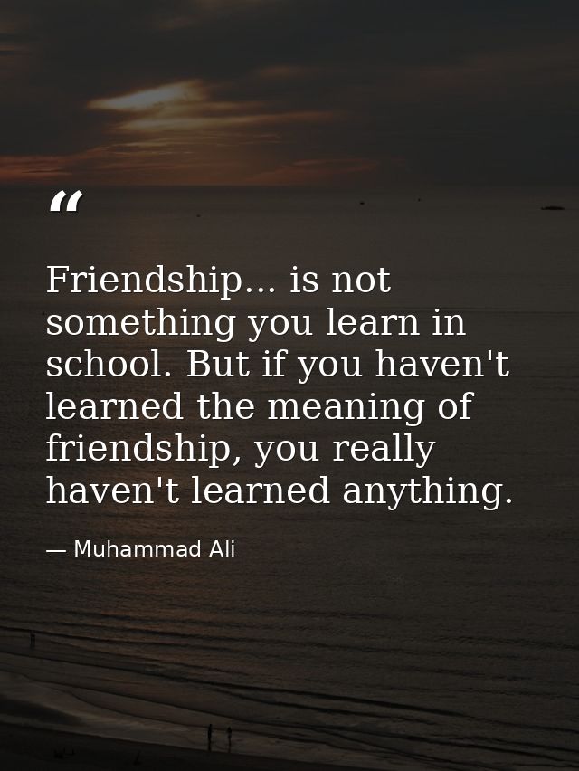 Friendship... is not something you learn in school. But if you haven't learned the meaning of friendship, you really hav — Muhammad Ali