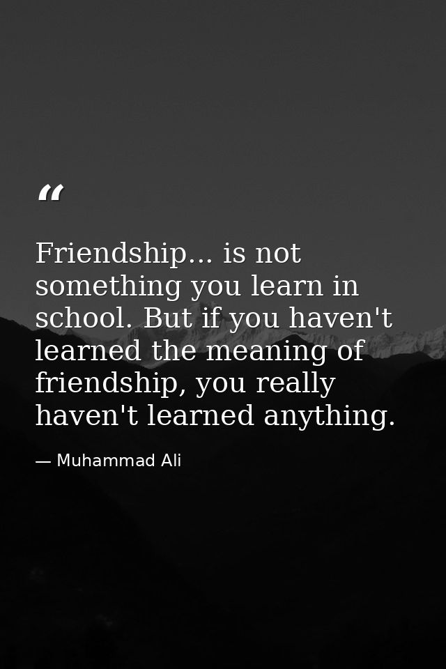 Friendship... is not something you learn in school. But if you haven't learned the meaning of friendship, you really hav — Muhammad Ali
