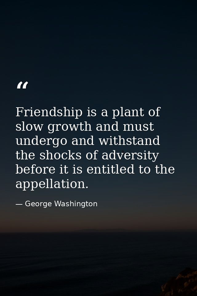 Friendship is a plant of slow growth and must undergo and withstand the shocks of adversity before it is entitled to the — George Washington