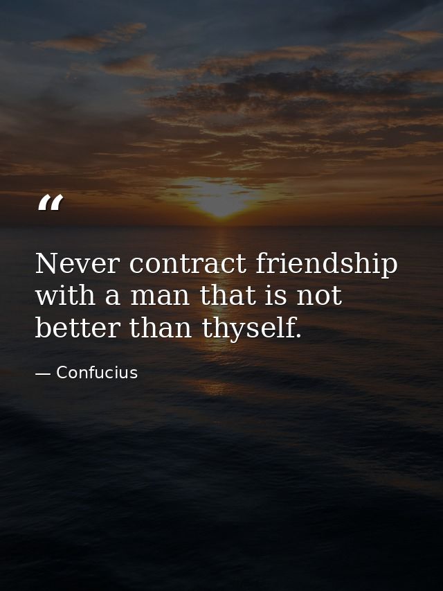 Never contract friendship with a man that is not better than thyself. — Confucius