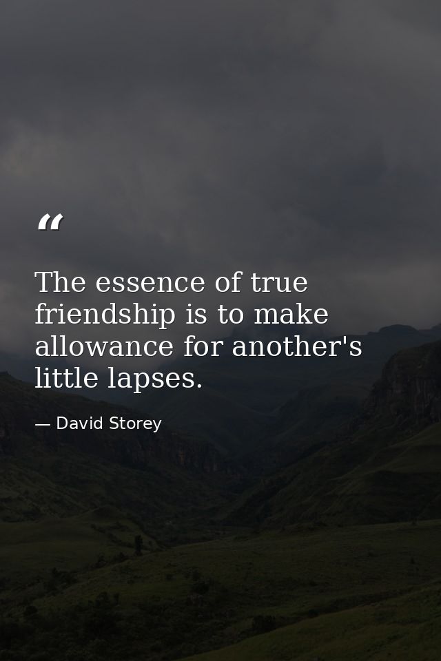 The essence of true friendship is to make allowance for another's little lapses. — David Storey