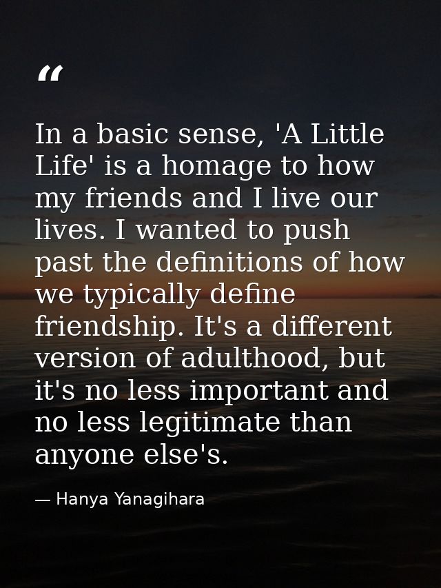 In a basic sense, 'A Little Life' is a homage to how my friends and I live our lives. I wanted to push past the definiti — Hanya Yanagihara