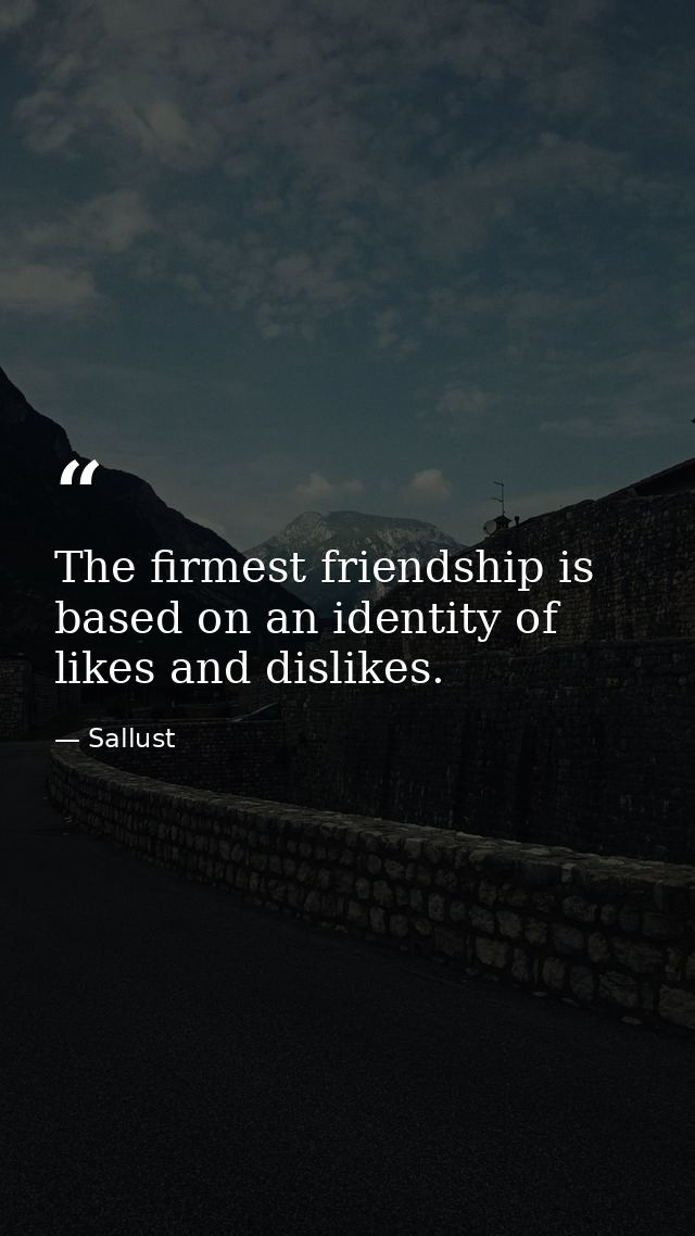 The firmest friendship is based on an identity of likes and dislikes. — Sallust