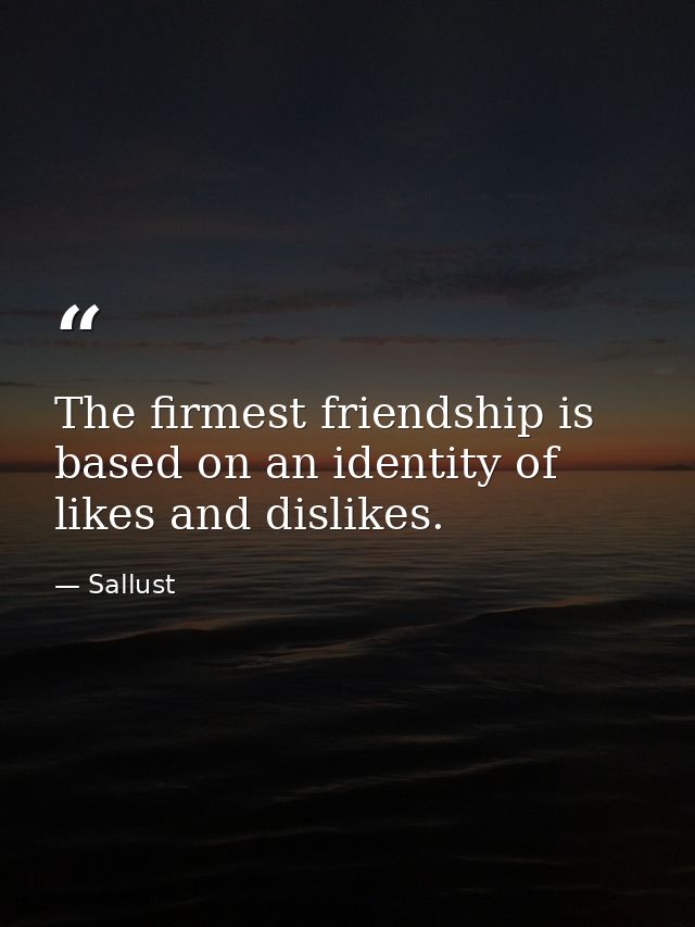 The firmest friendship is based on an identity of likes and dislikes. — Sallust