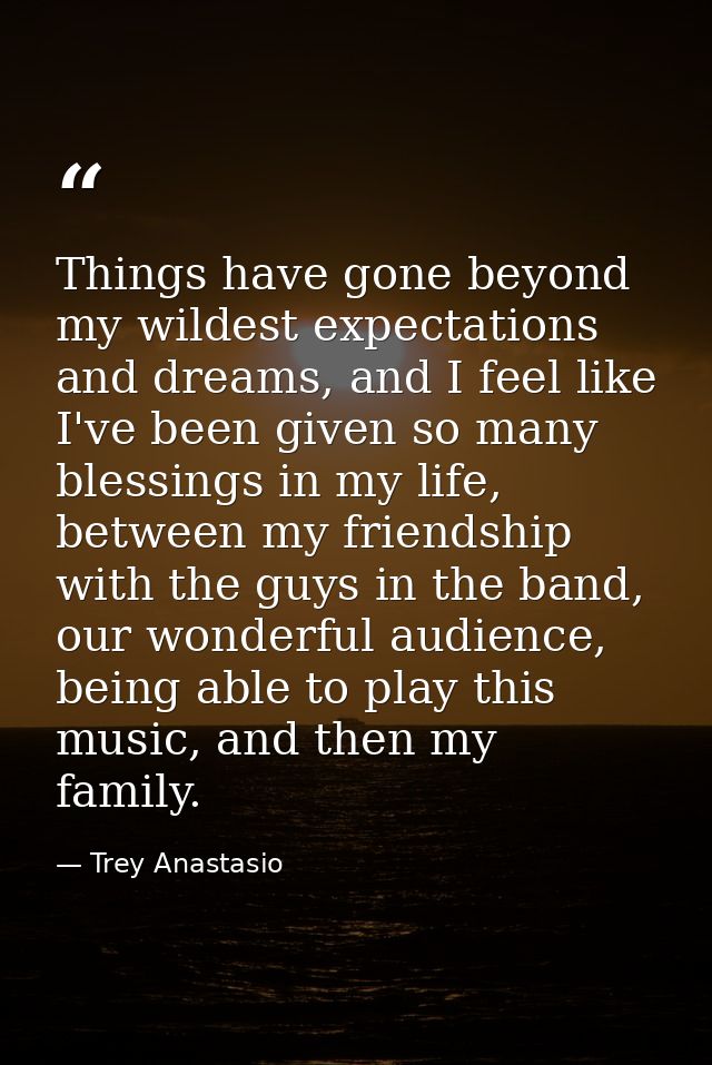 Things have gone beyond my wildest expectations and dreams, and I feel like I've been given so many blessings in my life — Trey Anastasio