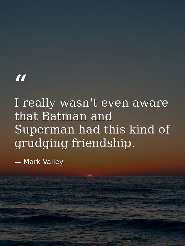 I really wasn't even aware that Batman and Superman had this kind of grudging friendship. — Mark Valley