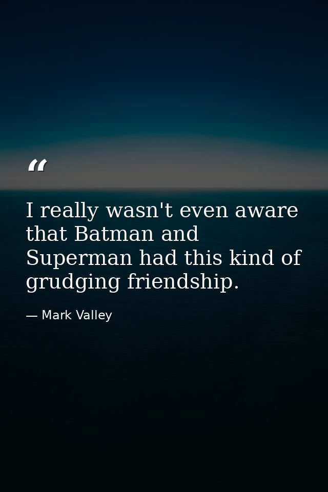 I really wasn't even aware that Batman and Superman had this kind of grudging friendship. — Mark Valley