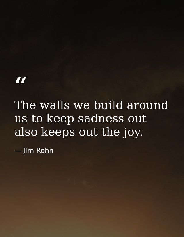 The walls we build around us to keep sadness out also keeps out the joy. — Jim Rohn