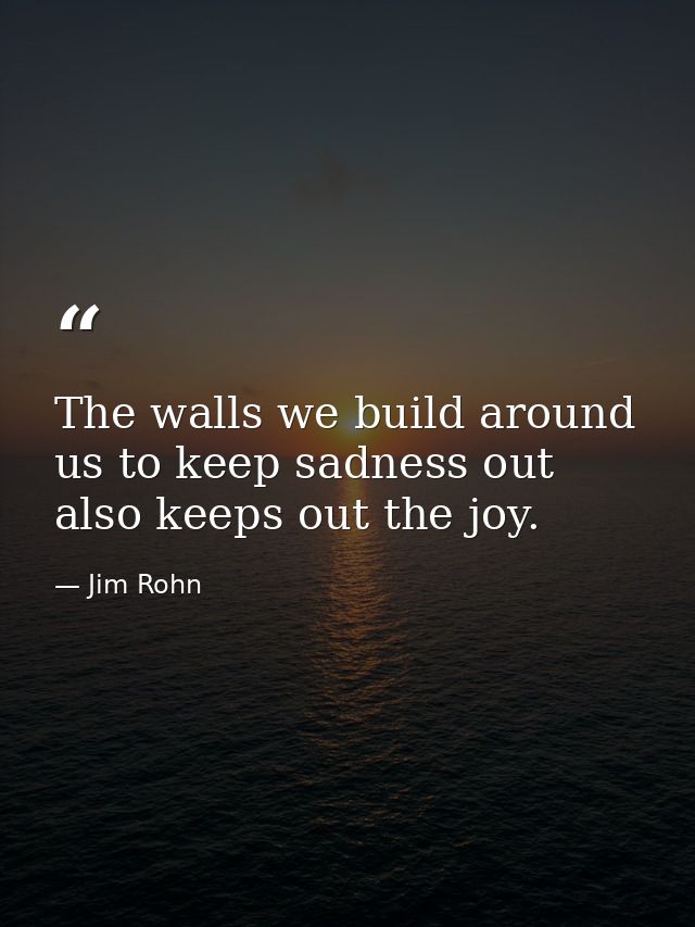 The walls we build around us to keep sadness out also keeps out the joy. — Jim Rohn