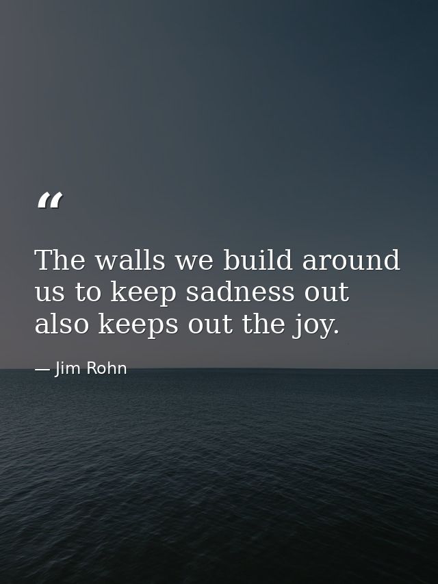 The walls we build around us to keep sadness out also keeps out the joy. — Jim Rohn