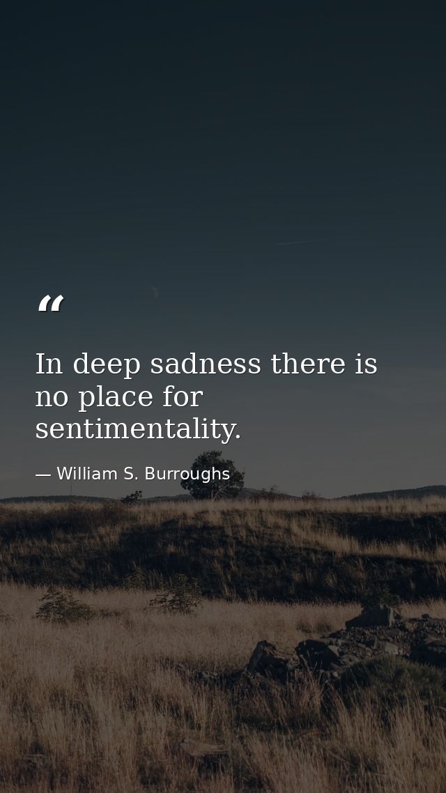 In deep sadness there is no place for sentimentality. — William S. Burroughs