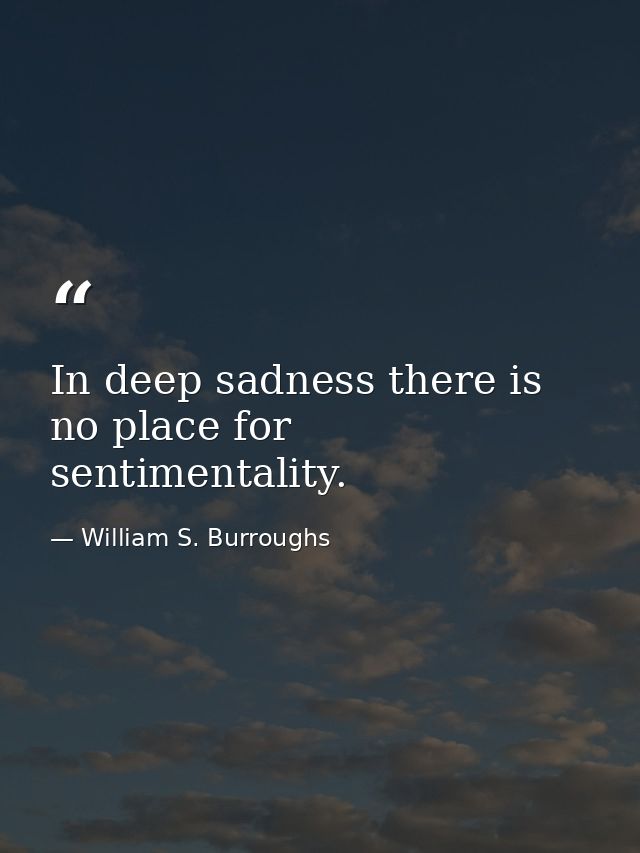 In deep sadness there is no place for sentimentality. — William S. Burroughs