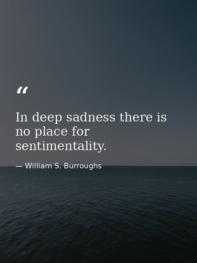 In deep sadness there is no place for sentimentality. — William S. Burroughs