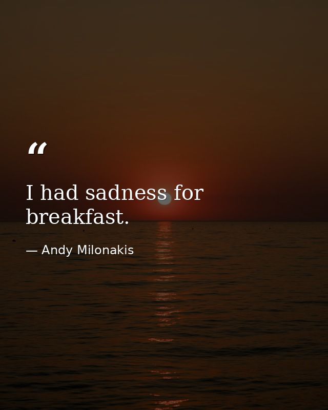 I had sadness for breakfast. — Andy Milonakis