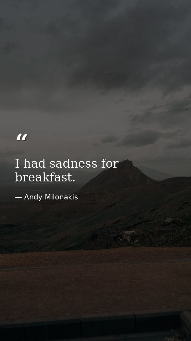 I had sadness for breakfast. — Andy Milonakis
