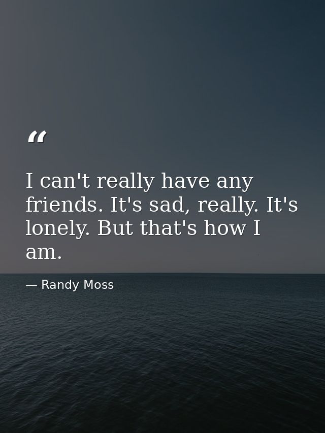 I can't really have any friends. It's sad, really. It's lonely. But that's how I am. — Randy Moss