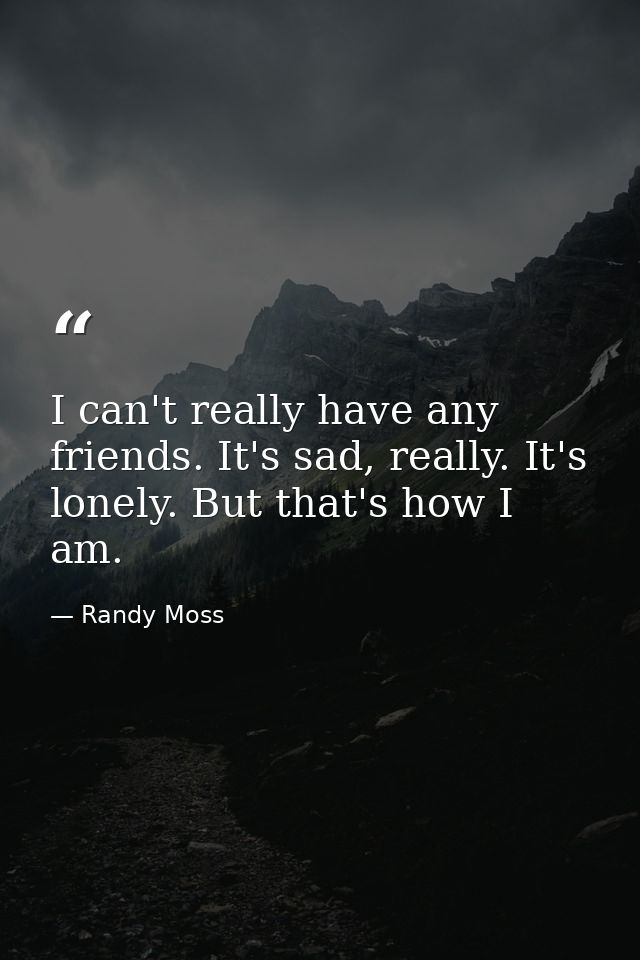I can't really have any friends. It's sad, really. It's lonely. But that's how I am. — Randy Moss