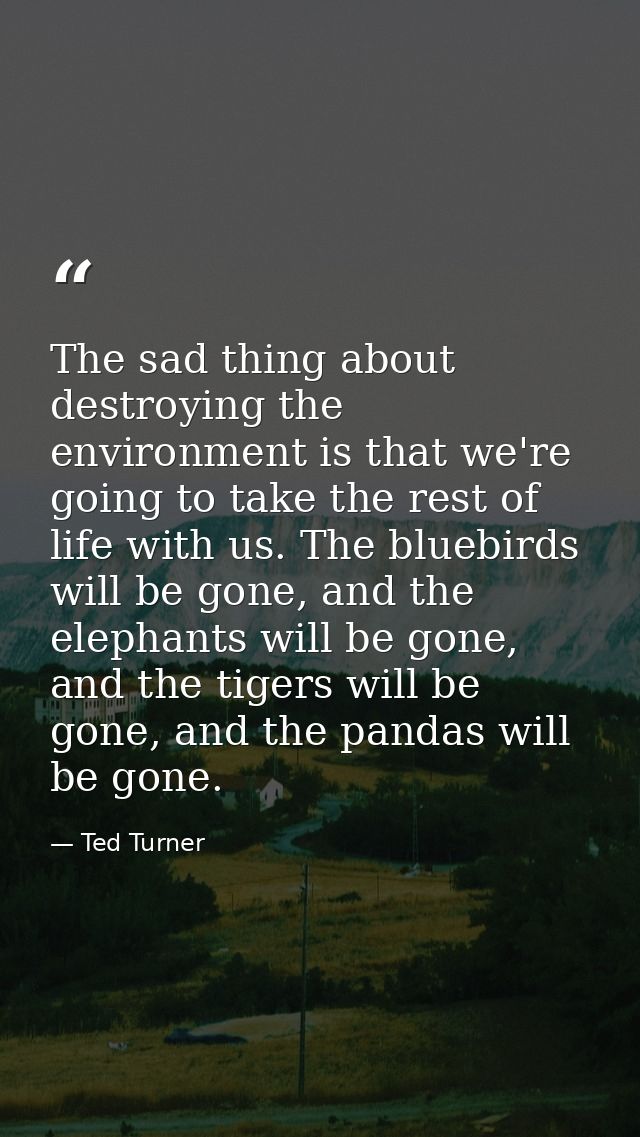 The sad thing about destroying the environment is that we're going to take the rest of life with us. The bluebirds will  — Ted Turner