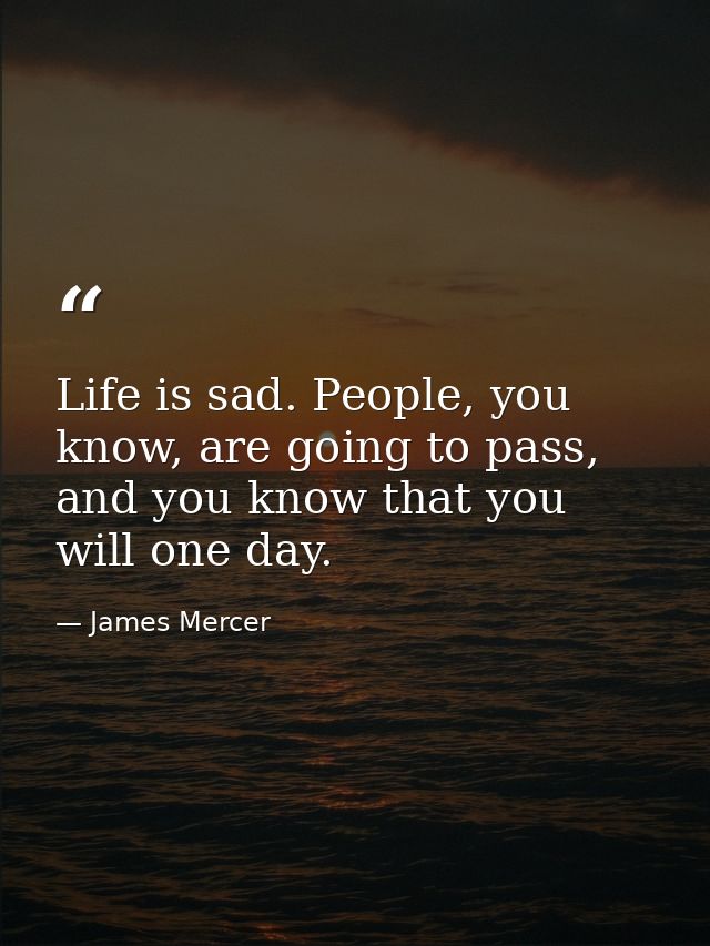 Life is sad. People, you know, are going to pass, and you know that you will one day. — James Mercer