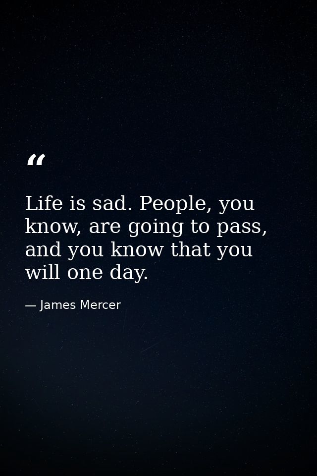 Life is sad. People, you know, are going to pass, and you know that you will one day. — James Mercer