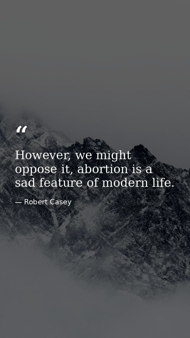 However, we might oppose it, abortion is a sad feature of modern life. — Robert Casey