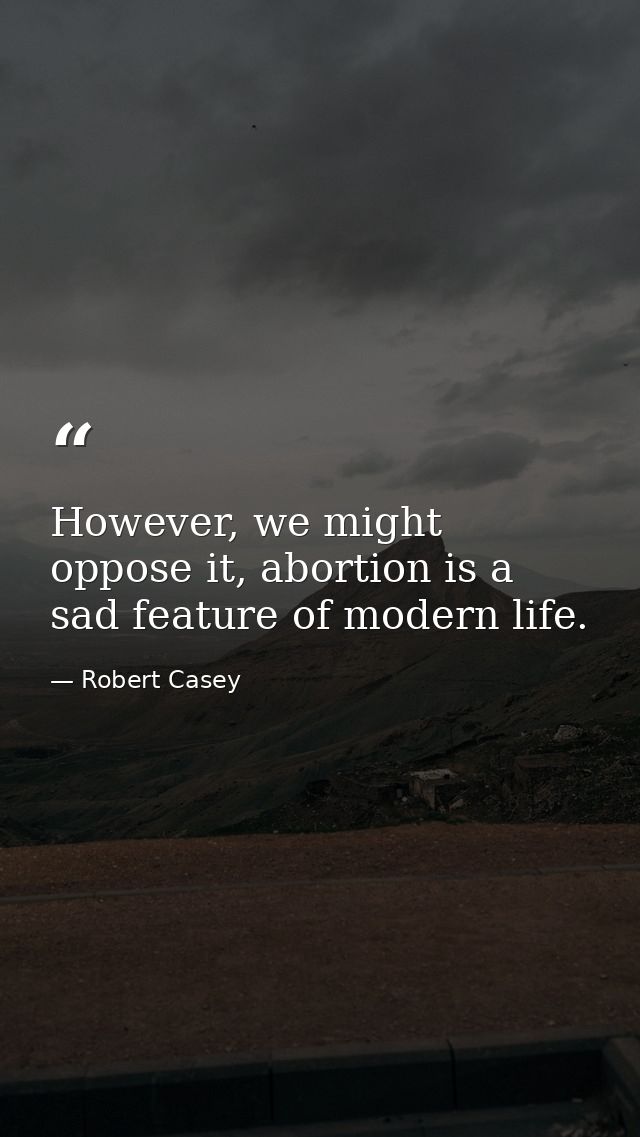 However, we might oppose it, abortion is a sad feature of modern life. — Robert Casey