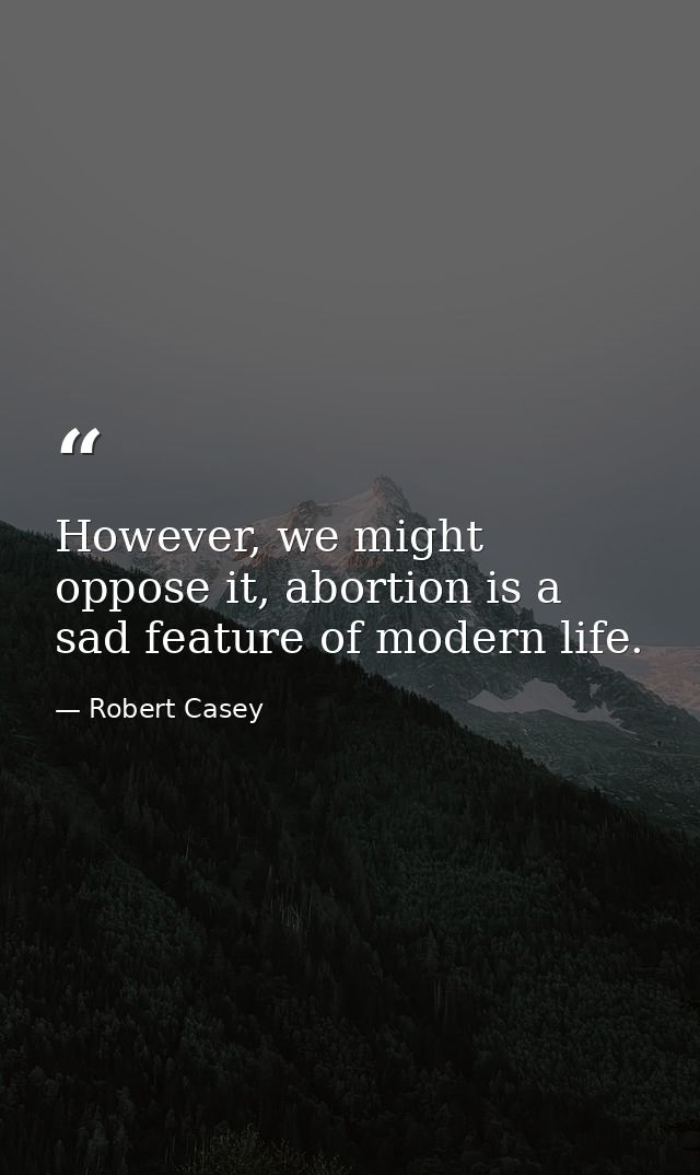 However, we might oppose it, abortion is a sad feature of modern life. — Robert Casey