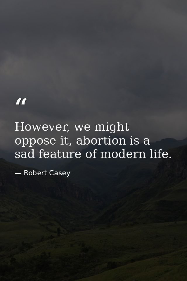 However, we might oppose it, abortion is a sad feature of modern life. — Robert Casey