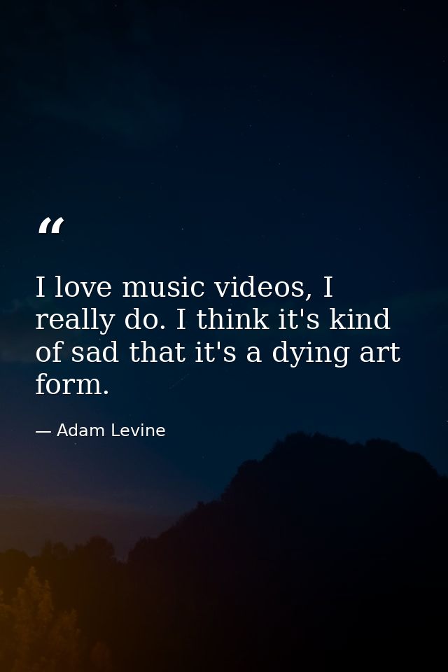 I love music videos, I really do. I think it's kind of sad that it's a dying art form. — Adam Levine