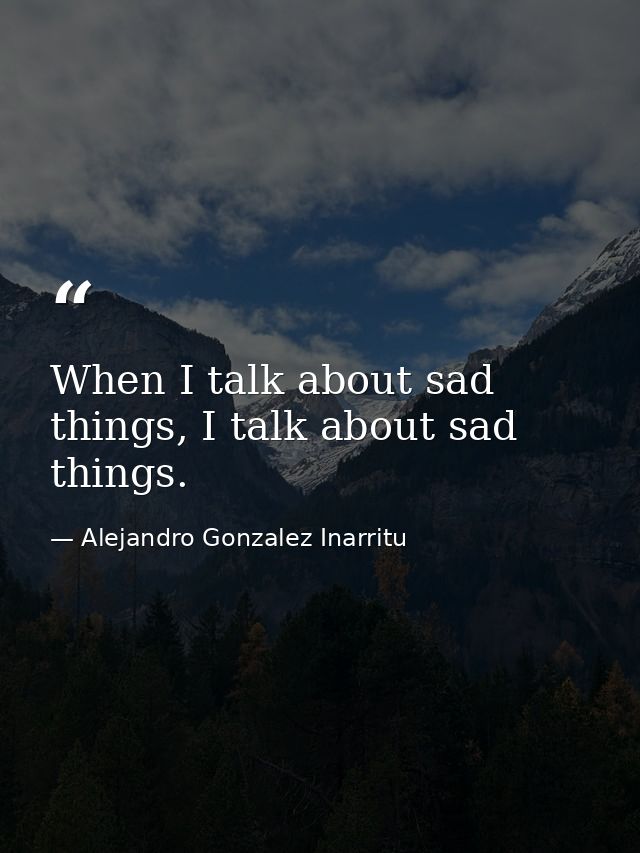 When I talk about sad things, I talk about sad things. — Alejandro Gonzalez Inarritu