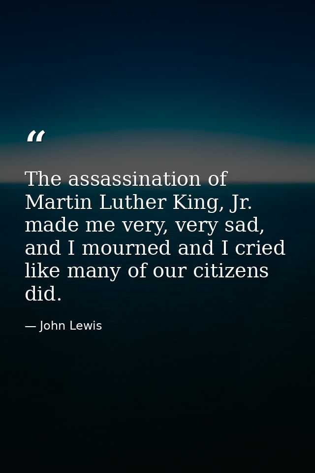 The assassination of Martin Luther King, Jr. made me very, very sad, and I mourned and I cried like many of our citizens — John Lewis
