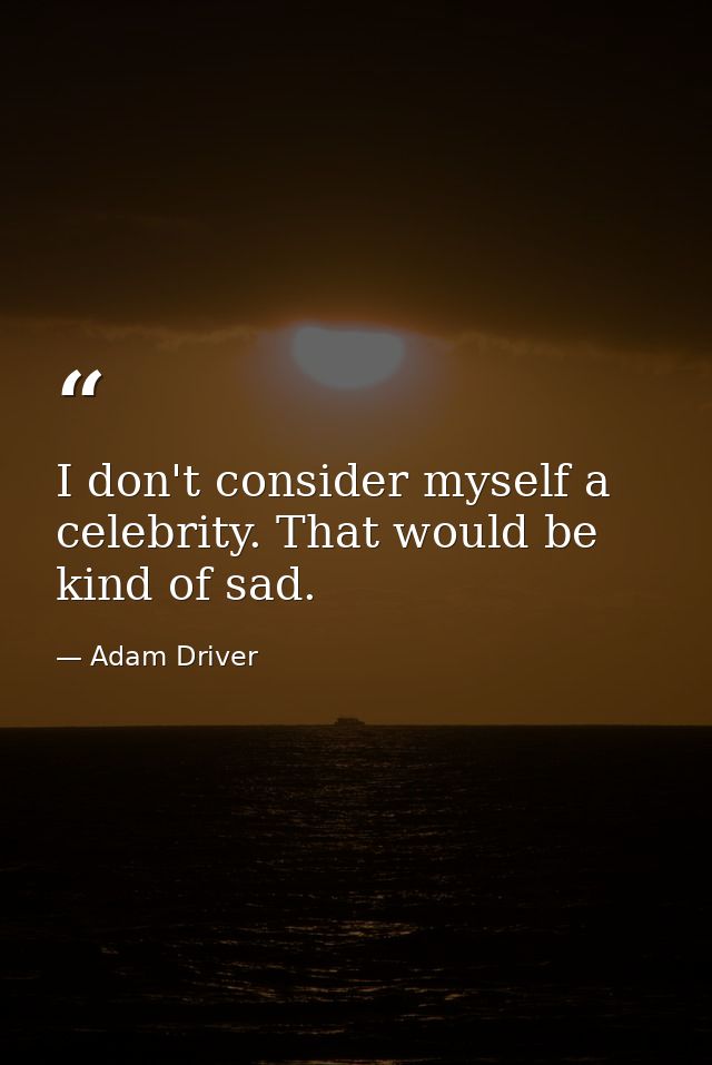 I don't consider myself a celebrity. That would be kind of sad. — Adam Driver
