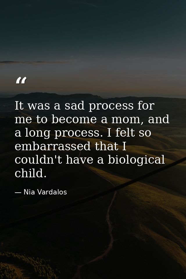 It was a sad process for me to become a mom, and a long process. I felt so embarrassed that I couldn't have a biological — Nia Vardalos