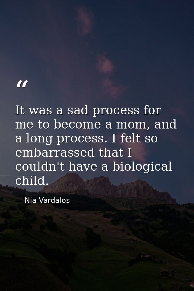 It was a sad process for me to become a mom, and a long process. I felt so embarrassed that I couldn't have a biological — Nia Vardalos