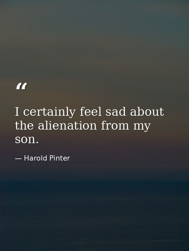 I certainly feel sad about the alienation from my son. — Harold Pinter