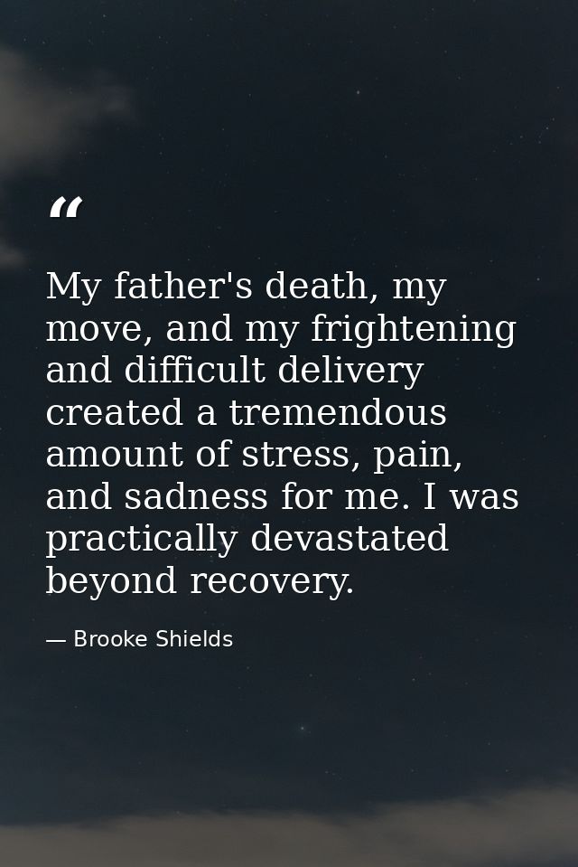 My father's death, my move, and my frightening and difficult delivery created a tremendous amount of stress, pain, and s — Brooke Shields