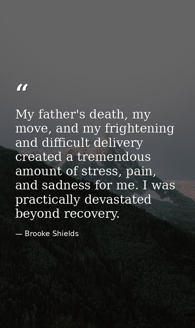 My father's death, my move, and my frightening and difficult delivery created a tremendous amount of stress, pain, and s — Brooke Shields