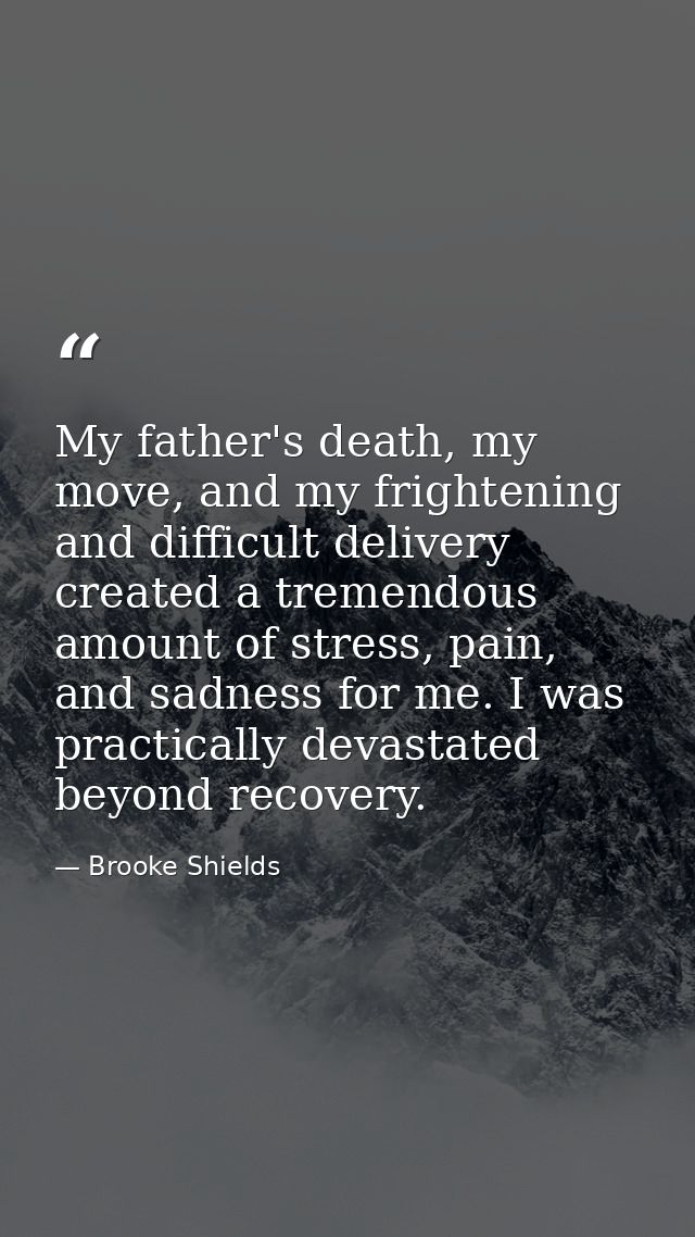 My father's death, my move, and my frightening and difficult delivery created a tremendous amount of stress, pain, and s — Brooke Shields
