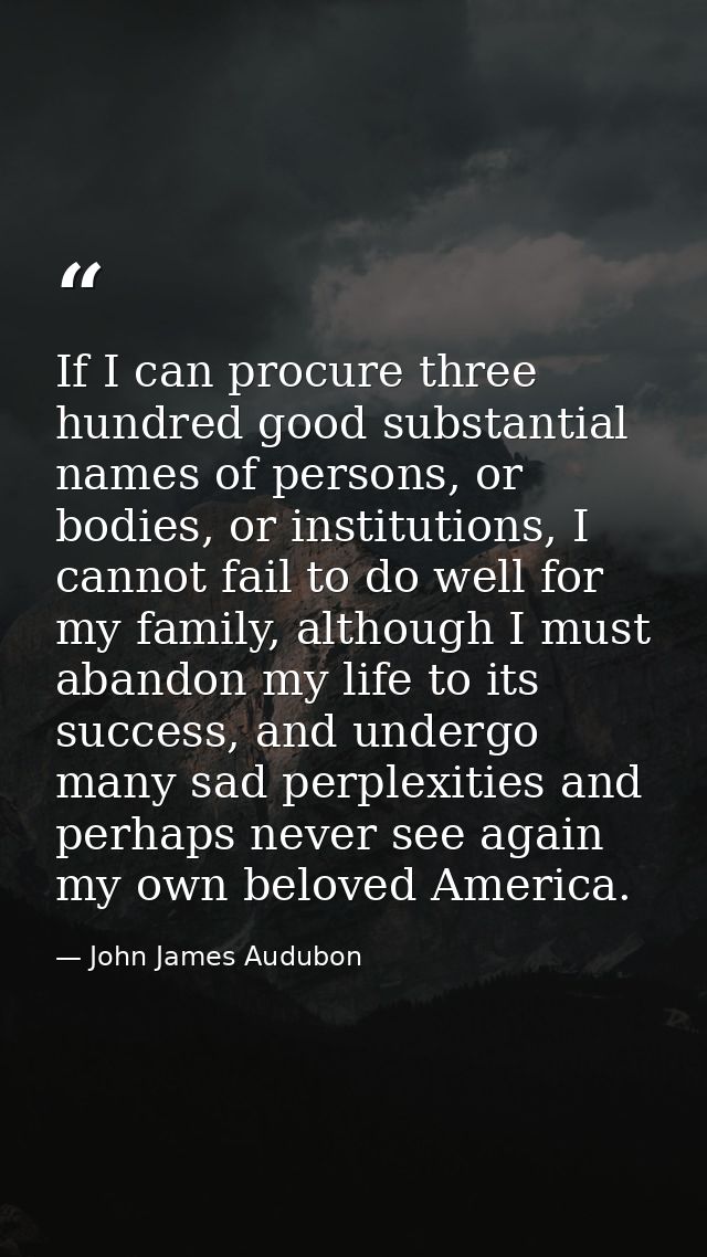 If I can procure three hundred good substantial names of persons, or bodies, or institutions, I cannot fail to do well f — John James Audubon