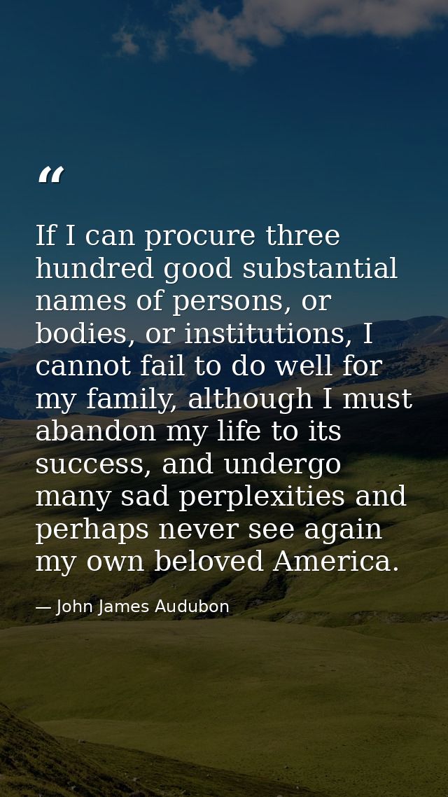 If I can procure three hundred good substantial names of persons, or bodies, or institutions, I cannot fail to do well f — John James Audubon
