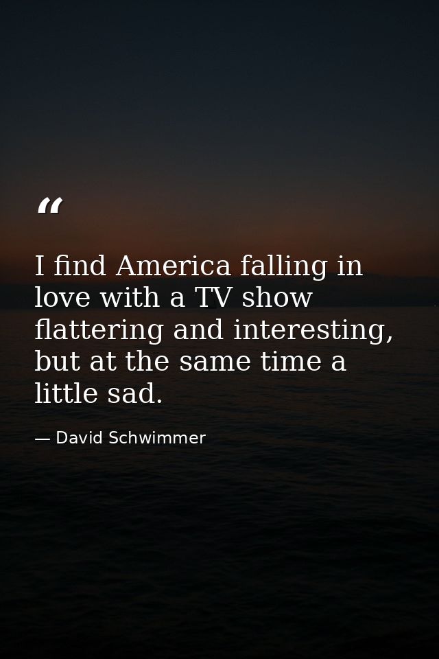 I find America falling in love with a TV show flattering and interesting, but at the same time a little sad. — David Schwimmer