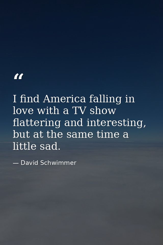 I find America falling in love with a TV show flattering and interesting, but at the same time a little sad. — David Schwimmer