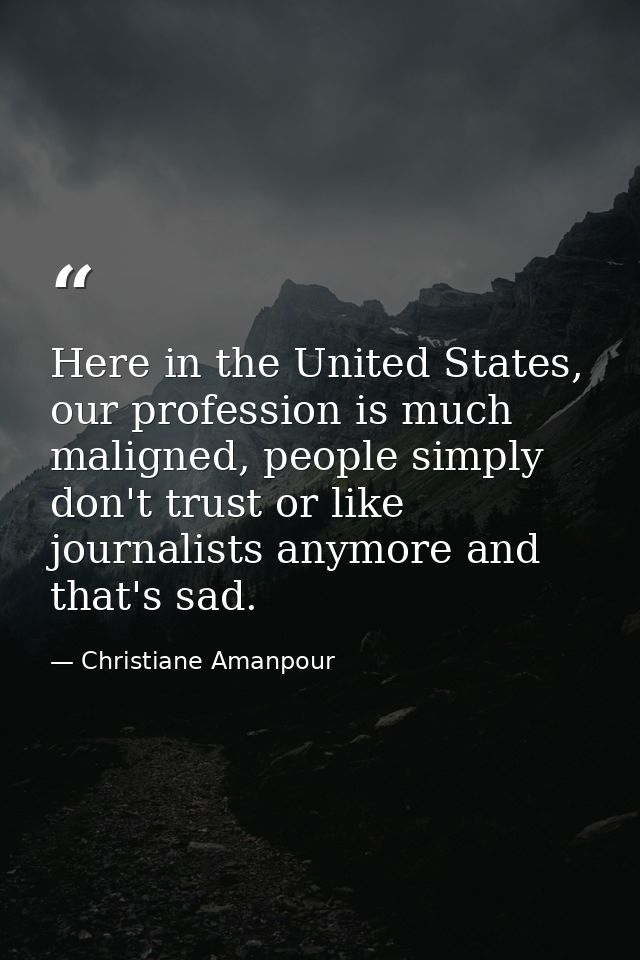 Here in the United States, our profession is much maligned, people simply don't trust or like journalists anymore and th — Christiane Amanpour
