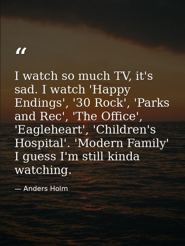 I watch so much TV, it's sad. I watch 'Happy Endings', '30 Rock', 'Parks and Rec', 'The Office', 'Eagleheart', 'Children — Anders Holm