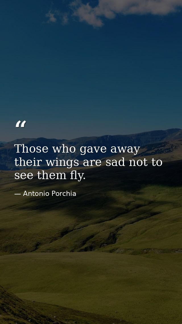 Those who gave away their wings are sad not to see them fly. — Antonio Porchia