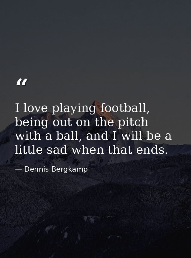 I love playing football, being out on the pitch with a ball, and I will be a little sad when that ends. — Dennis Bergkamp