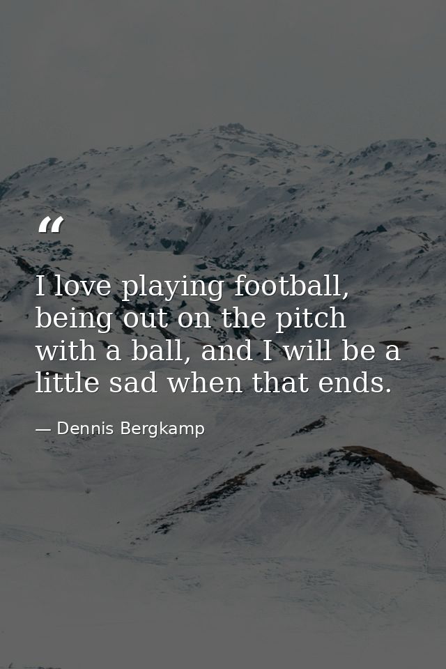 I love playing football, being out on the pitch with a ball, and I will be a little sad when that ends. — Dennis Bergkamp