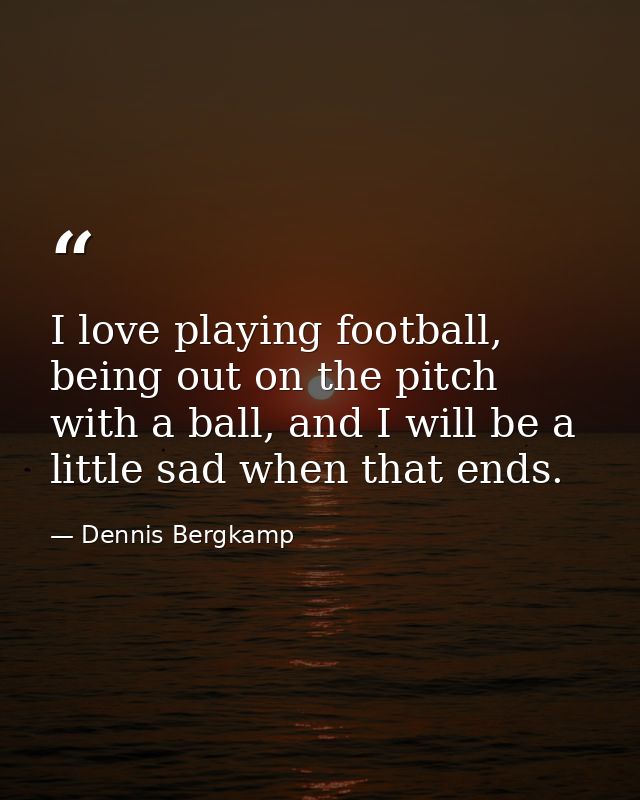 I love playing football, being out on the pitch with a ball, and I will be a little sad when that ends. — Dennis Bergkamp