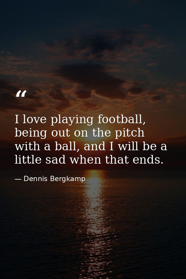 I love playing football, being out on the pitch with a ball, and I will be a little sad when that ends. — Dennis Bergkamp