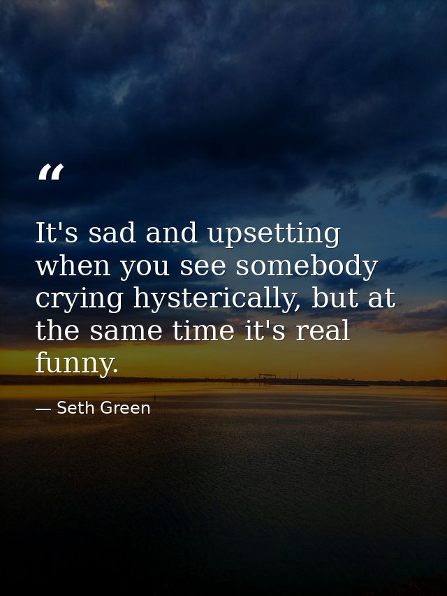 It's sad and upsetting when you see somebody crying hysterically, but at the same time it's real funny. — Seth Green